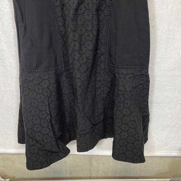 J. Crew Collection Black Ponte Eyelet A Line Dress Size 6 - Picture 3 of 9